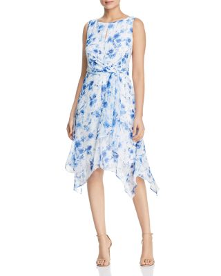 Blue Handkerchief Hem Dress